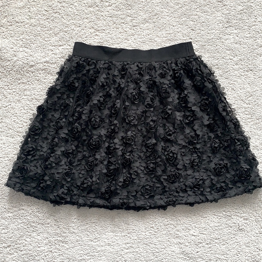 FOREVER21 Flared Floral Embellished Skirt